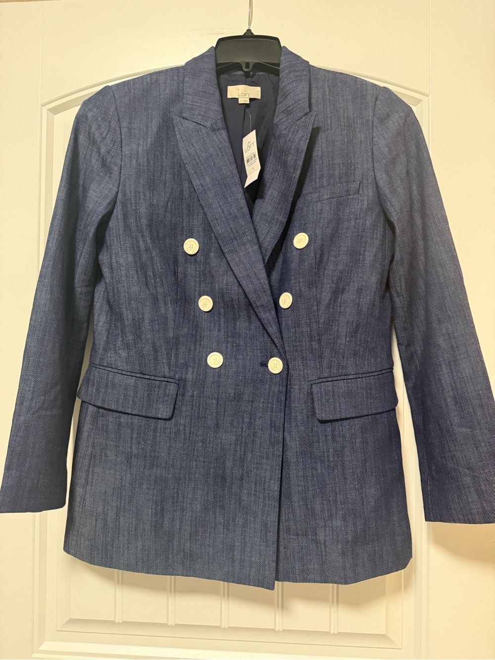 NWT Loft Faux Denim Double Breasted Blazer/ NWT  Matching Skirt Set Size 6
